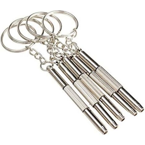 5 pcs 3 en 1 tournevis Lunettes en forme de lunettes de soleil montre kit de réparation avec porte-clés Nvie (1/3)