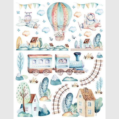 Sticker - Train aquarelle - 65x85 cm (1/2)