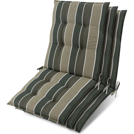 3x Niederlehner Sun-NL Auflage 100x50x8cm Grün-Gestreift