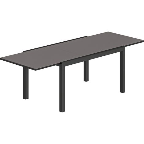 Tavolo da Giardino Allungabile 140-240x90x75 cm in Alluminio e Vetro Nero (1/5)