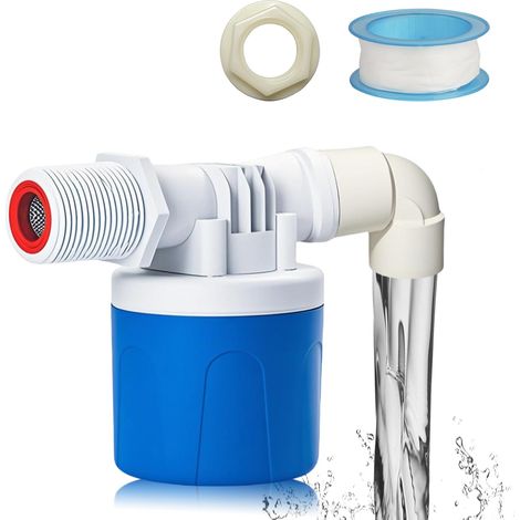Robinet flotteur automatique pour réservoirs d'eau, raccord supérieur vanne de régulation de niveau d'eau réglable pour bassins à poissons, piscines, abreuvoirs (Entrée latérale 3/4") (1/5)