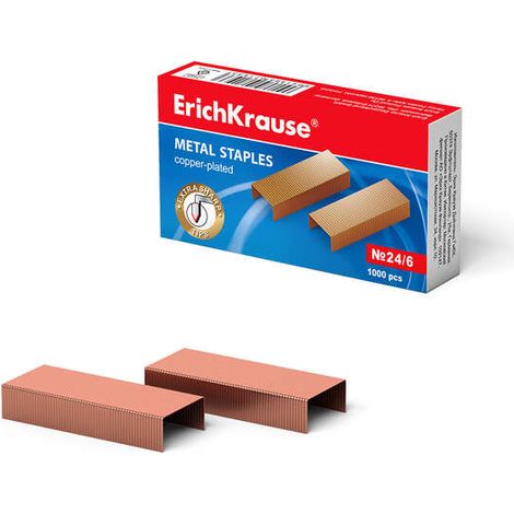 Agrafes brand ERICHKRAUSE model Erichkrause Staples of Copper 24/6-1000 Staples - Haute qualité et résistance améliorée - Résistant à la corrosion - Couleur cuivre
