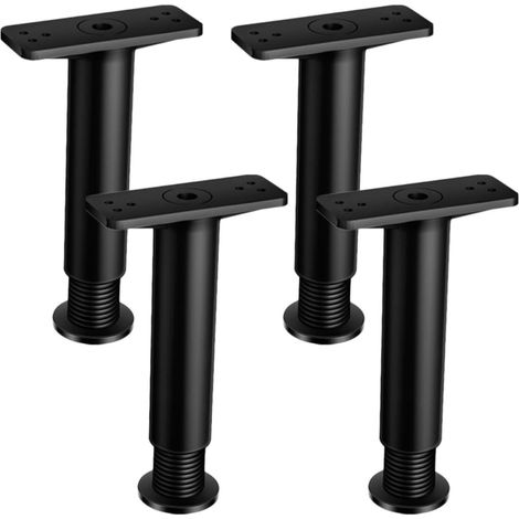 Support de Lit Réglable en Acier Plastique Noir, Lot de 4 Pièces Pied Central du Cadre de Lit Réglable, Hauteur 15-25cm, Remplacement pour Cadre de Lit (1/5)