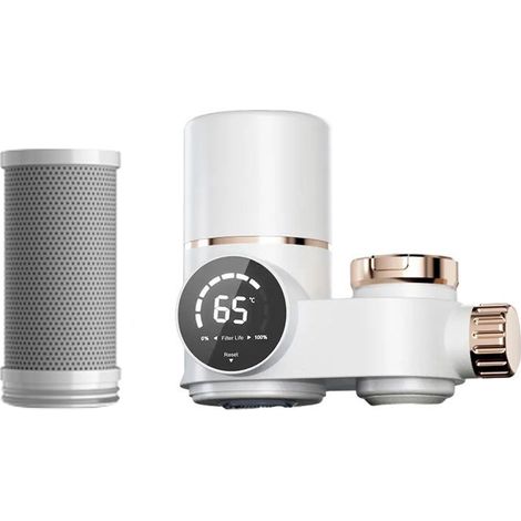 Stainless steel drinking water filter that removes chlorine, heavy metals, and odors. (1 unit, white) (1/5)