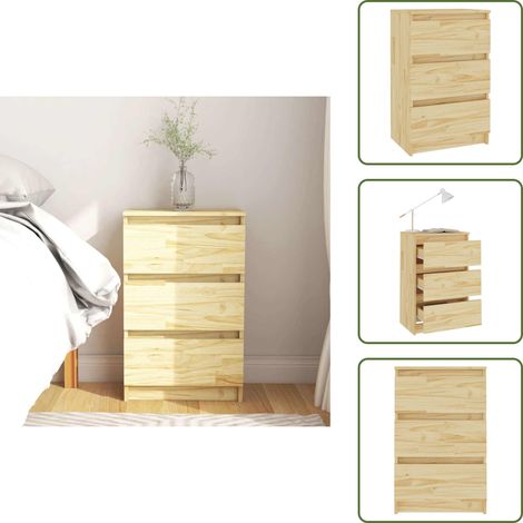 Comodino con cassetti - vidaXL Comodino 40x29,5x64 cm in Legno Massello di Pino - Comodino per casa