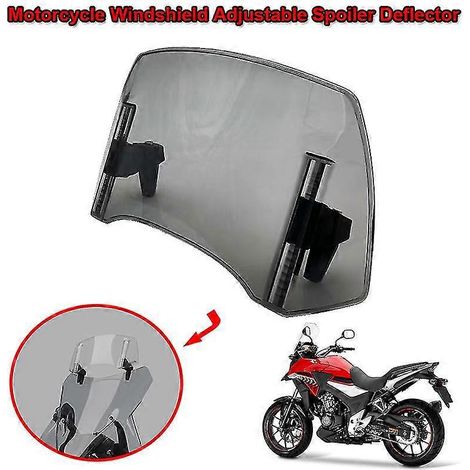 Extension de pare-brise réglable avec déflecteur et aileron pour moto Honda CB400X, CB500X, NT1100 et XL750 Transalp - Gris clair (1/5)