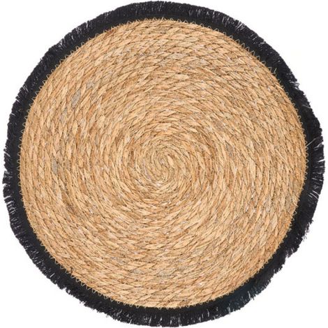 Boho-Tischset, 38 cm, schwarze Fransen (1/4)