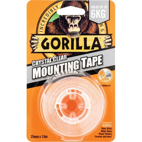 Gorilla Glue 3044101 Gorilla Heavy-Duty Mounting Tape 25.4mm x 1.52m Crystal Clear GRGGTHDDSMT (1/4)