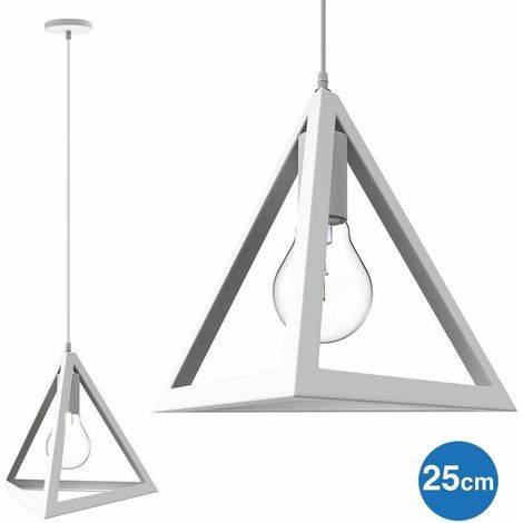 TrAdE Shop Traesio - Lampadario Lampada Sospensione Piramide 25cm Design Moderno Paralume Bianco - (1/5)