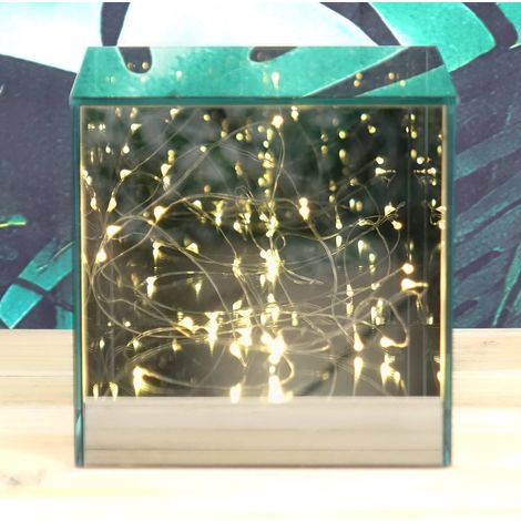 Glas Quader mit 15 LED LIGHTS grau 12x12x12cm, grau (1/3)