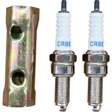 CR8E Lot de 2 bougies d'allumage standard pour moto 10 mm avec manchon de montage pour moto