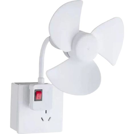 Ventilador silencioso y fácil de instalar con rotación de 360°, ideal para mesitas de noche y salones. Enchufe triple + adaptador estándar europeo.
