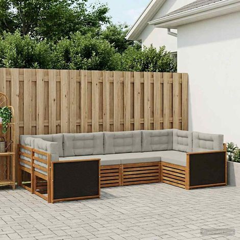 vidaXL Outdoor-Sofagarnitur mit Kissen 6 pcs Natürlich und Hellgrau (1/5)