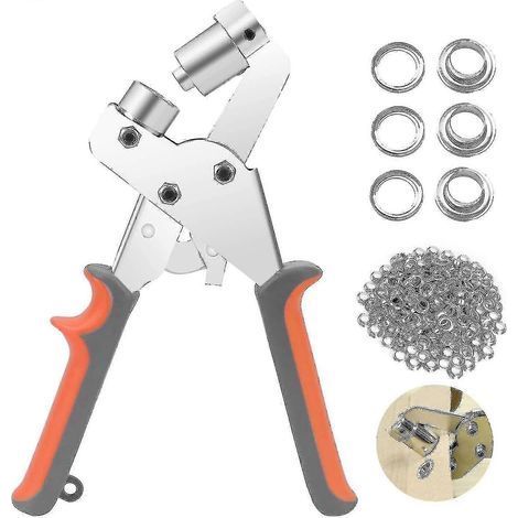 Pince à œillets, kit professionnel de 100 œillets métalliques (diamètre intérieur 10 mm) pour cuir, tissu, bâche, PVC et rideaux. (1/5)