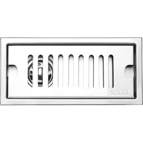 Bonde de douche longue en acier inoxydable, déodorante et amovible, pour salle de bain ou hôtel, évacuation latérale de 20 cm. (1/5)