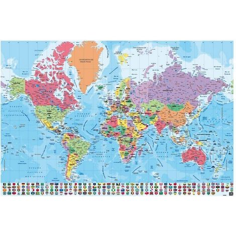 Poster mappa del mondo pt fisica politica