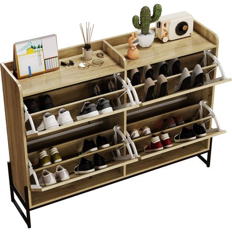 Armoire à chaussures avec 4 rabats,porte-chaussures réglable,plus étroit,armoire à chaussures étroite,bastoir bascule pour chaussures,couloir couloir.
