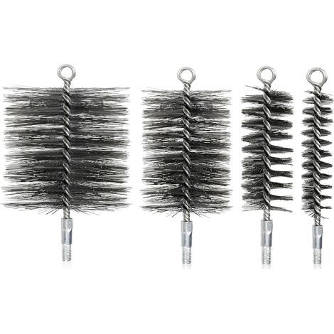 4PCS Brosse de Ramonage Cheminée, Kit Ramonage Poele Pellet Brosse de Chaudière Métallique, Ø 30/50/80/110mm, Longueur 185mm (1/5)
