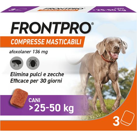 Compresse Antiparassitarie Masticabili Cani 25 Fino a 3 Compresse da 50 kg
