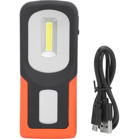 Lampe de travail COB portable, rechargeable USB, lumière LED avec crochet rotatif à 360° pour camping, pêche, plongée, voyage (1/5)