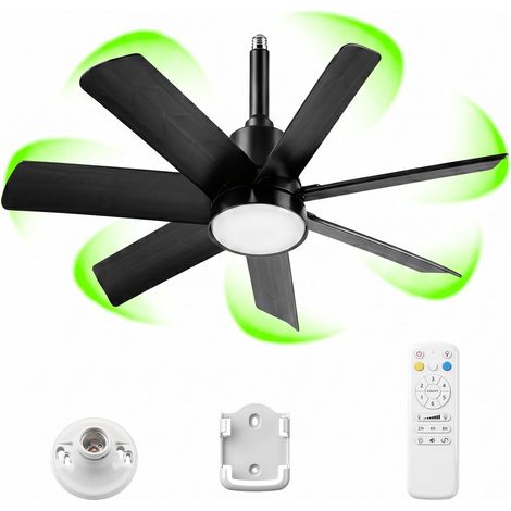 Ventilateur de plafond moderne pour salon avec éclairage, télécommande, température de couleur réglable, 6 vitesses, minuterie, noir, E27 (1/5)