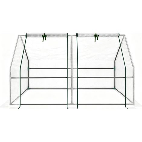 Mini invernadero de jardín 180 x 90 x 90 cm con cubierta PE 140 g/m² y estructura de acero blanco (1/5)
