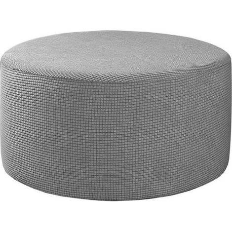 Poufbezug - HOMYL - Rund - Grau - Polyester - Dehnbar - Abnehmbar (1/5)