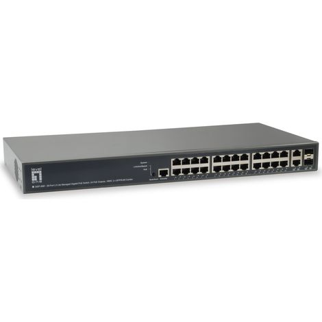 SWITCH GESTIONABLE LEVELONE L3 GEP-2681 26P 24xGb PoE 2x RJ45/SFP 185W