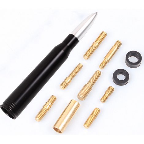 Car modification accessories, decorative roof antenna, bullet antenna, suitable for off-road vehicles, aluminum alloy short antenna - silver (1/4)