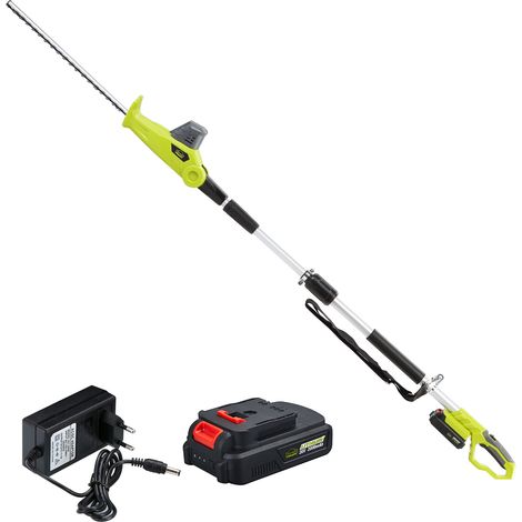 Dewinner – Taille-haies télescopique sans fil 20V – Lame 46 cm pour branches jusqu'à 16 mm – Batterie 2.0Ah avec chargeur rapide – Tête réglable multi-angle