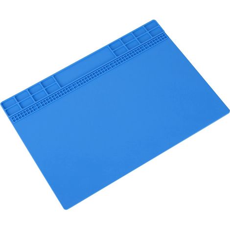 Tapis isolant thermique bleu foncé pour la maintenance de téléphones et d'ordinateurs sur une plateforme résistante à la chaleur (1/5)