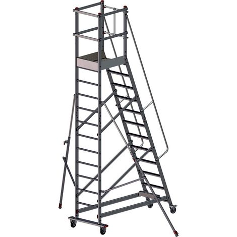 PROVOST - Escabeau roulant sécurisé en aluminium monobloc à 12 marches
