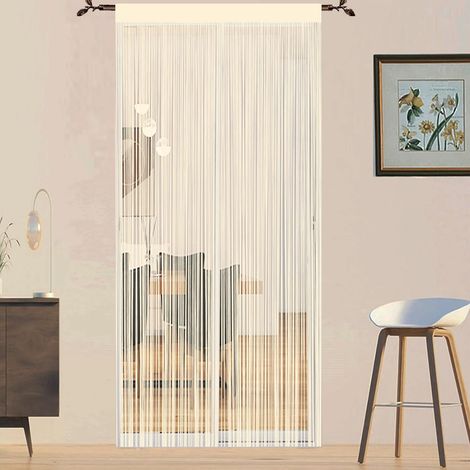 1 Rideau Moustiquaire, Coupe Sur Mesure, Fil Soyeux, Champagne, 90x200cm, Fenêtre Porte Salon