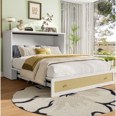 Letto a scomparsa 140x200 cm in MDF bianco con contenitore integrato - MEUBLIV (1/5)