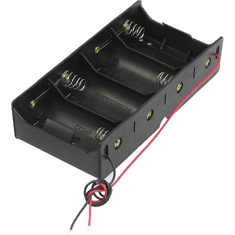 Support noir pour 4 piles D de 1,5 V avec fils (1/2)