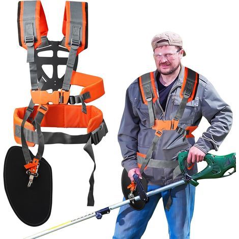 Harnais Debroussailleuse, Harnais pour Debroussailleuse Confort, Bretelles de Double Épaule, Tondeuse à Gazon Portage Universel pour Stihl Débroussailleuse Thermique (Gris) (1/5)