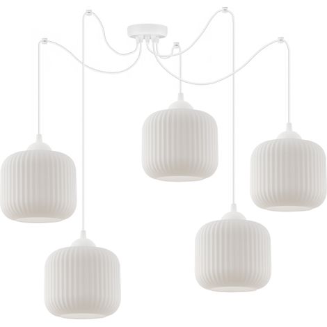 LAMPADA A SOSPENSIONE SPIDER RIFFLE BIANCO 5PLN PARALUME CILINDRICO BIANCO E27