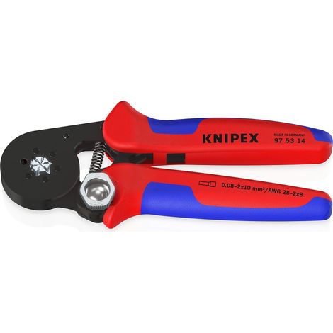 KNIPEX 97 53 14 Pinza per terminali a bussola, con regolazione automatica per crimpaggio laterale con manici multicomponente brunita 180 mm