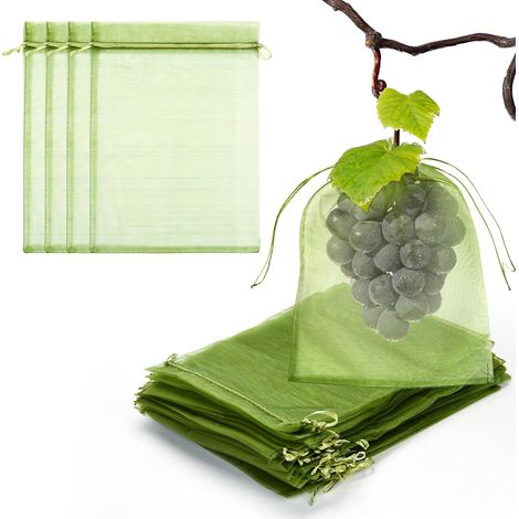 Sacs filet de protection fruits – Lot de 50 – 20x30 cm – Cordon coulissant – Barrière insectes – Pour arbres, potager (1/5)