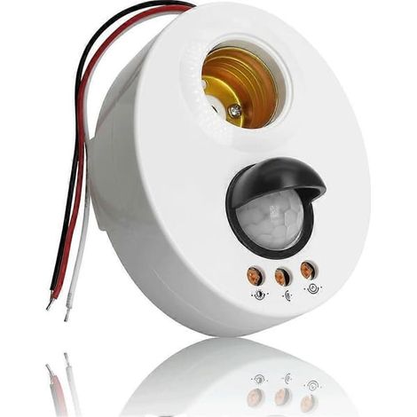 Douille E27 pour ampoule LED infrarouge avec interrupteur, détecteur de mouvement PIR et temporisation réglable. (1/5)
