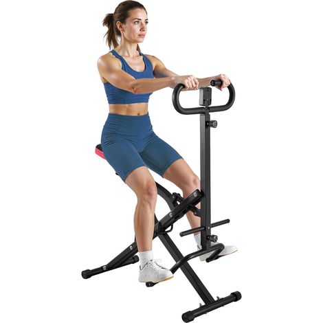 Machine à Squats Domestique, Rameur Vertical Pliable pour Squats Profonds, Appareil d'Entraînement des Fessiers et des Jambes avec Résistance Réglable à 12 Niveaux, Fitness Domicile, Noir (1/5)