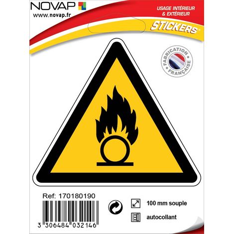 Panneau Danger matières comburantes - Adhésif Triangle 100mm - 4032146
