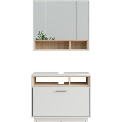 Conjunto de muebles de baño Beatrice, Blanco/Sonoma, 2 partes, Vicco