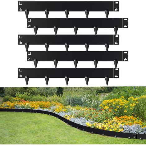 SWANEW Bordatura del prato Bordatura del giardino Barriera per le radici Protezione Acciaio 100x15cm 50m Nero (1/5)