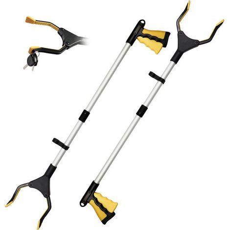 Outils de ramassage.2pcs pince ramasse objet 32 pliable magnétique.pince telescopique.outillage de jardin. pince de préhension pour seniors ou handicapés (jaune) (1/5)