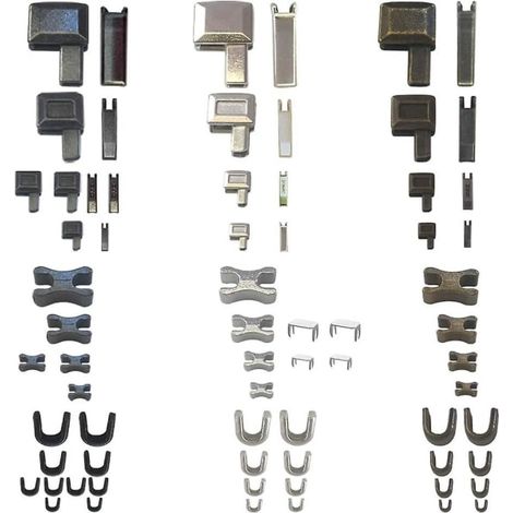 Kit de réparation de fermeture éclair : 13 goupilles de fixation métalliques pour butée de fermeture éclair (3 couleurs), pour le remplacement de la butée de fermeture éclair. (1/5)