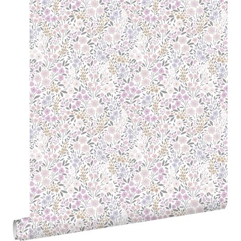 papier peint fleurs lilas violet - ESTAhome