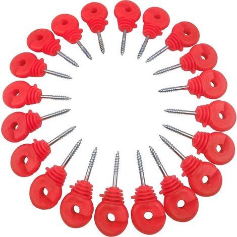 100 pcs Isolateur Cloture Electrique a Visser, Isolateur Cloture Electrique pour Grillage Piquet Fer, Isolateur Cloture Electrique pour Animaux Chevaux Fil Cloture éLectrique Fixe(Rouge)