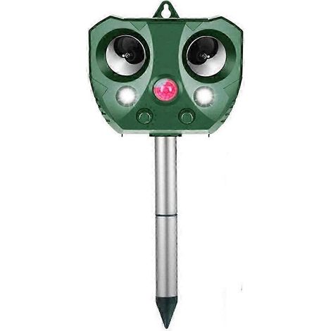 Répulsif pour chats, répulsif à ultrasons pour renards de jardin, répulsif pour animaux solaire et étanche, lumière clignotante et chargement USB (1/5)