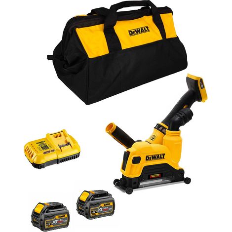 Dewalt – Meuleuse mur chasseur 18V avec 2 batteries 6.0Ah – Moteur Brushless pour béton armé – Découpe précise et rapide – Pack d'outils électroportatifs